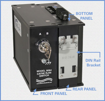 Model 9084 RJ45 A/B Switch w/Position Feedback, Manual, DIN Rail Mounted, Cat5e Compliant
